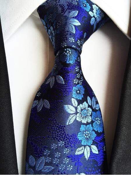 Navy Blue ☀ Light Blue Floral Tie ...